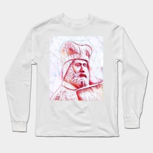 Geoffrey of Monmouth Portrait | Geoffrey of Monmouth Artwork | Line Art Long Sleeve T-Shirt